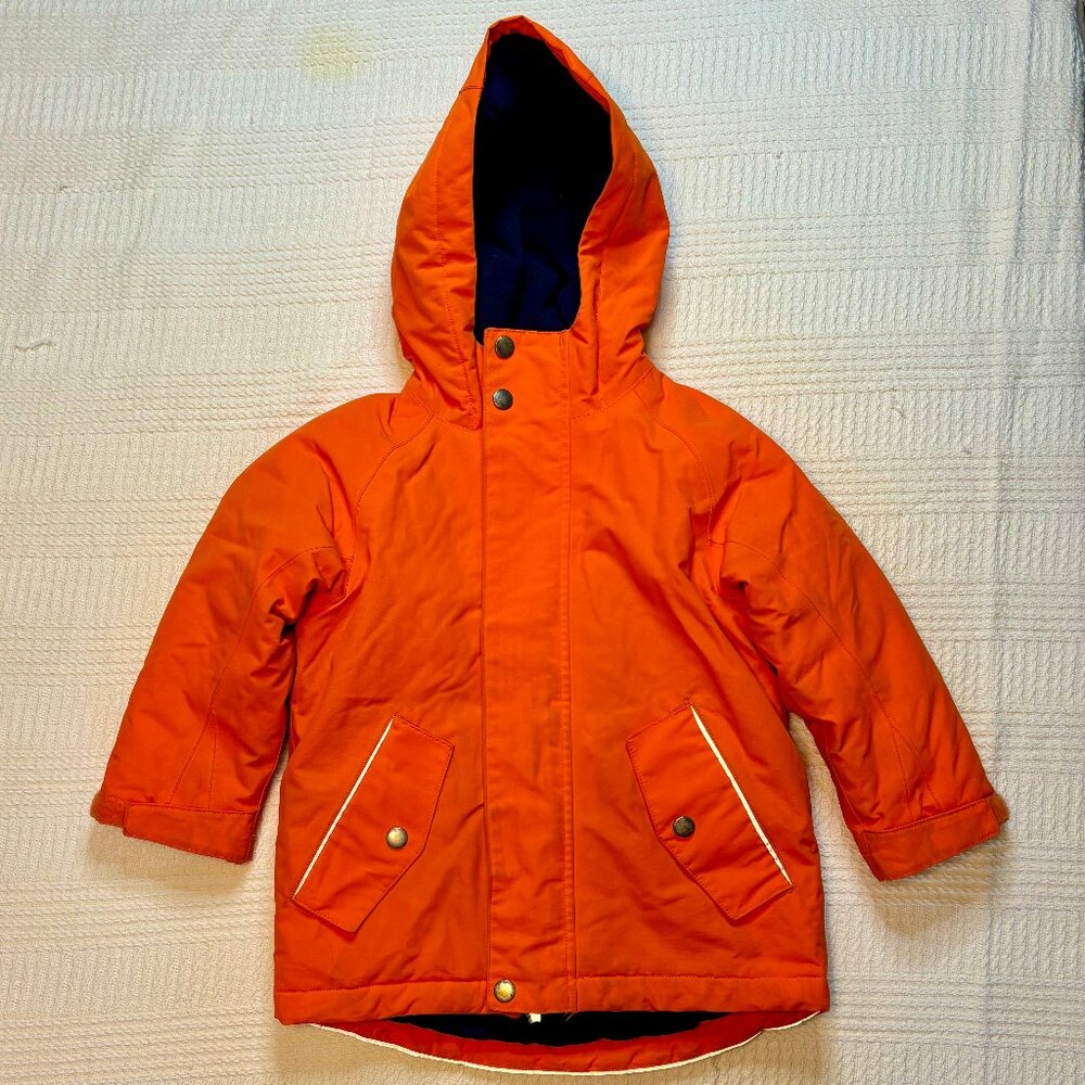 Hanna Andersson Orange Winter Parka Coat Water Repellent Heavy Duty Hood Size 4